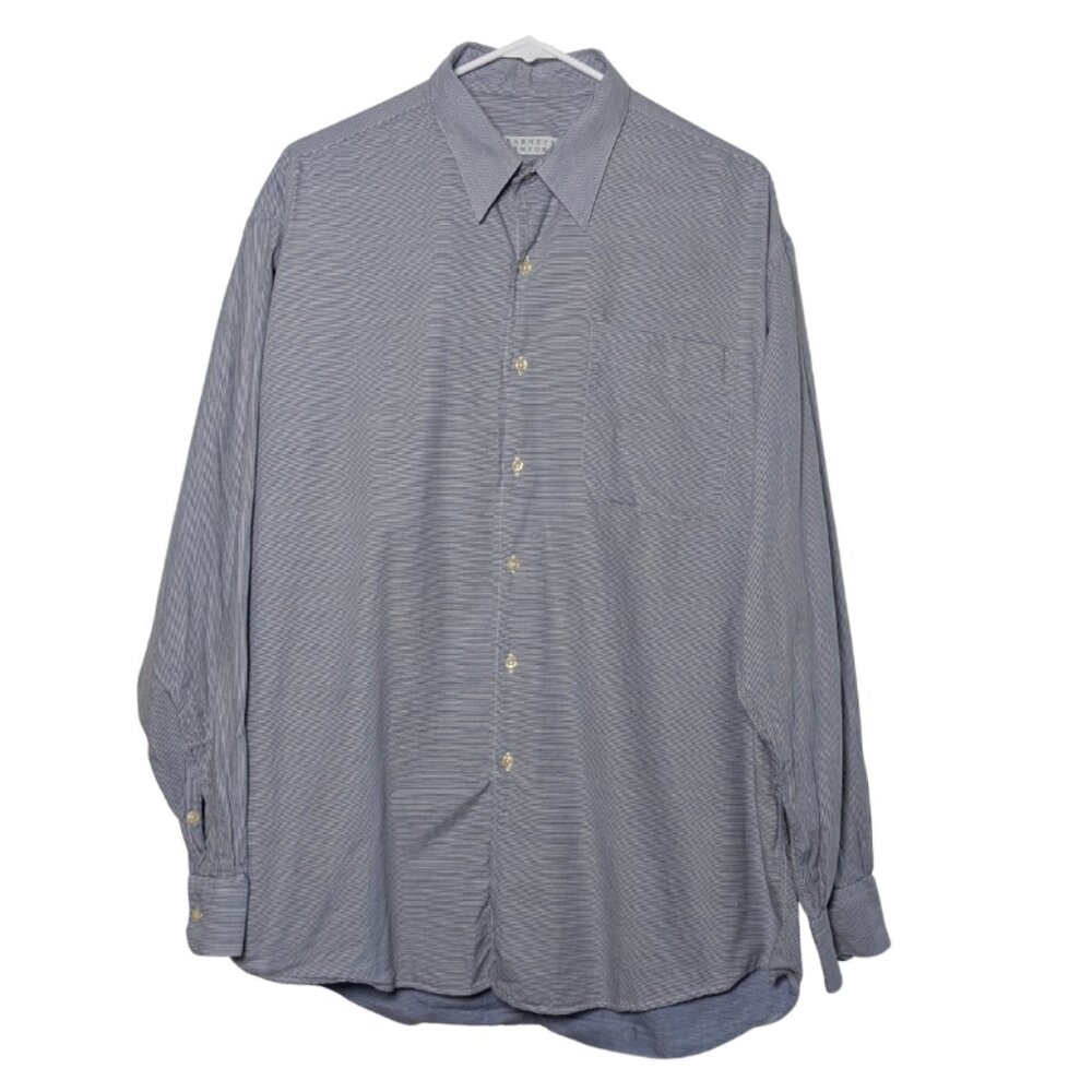 Barneys New York Men's Striped Button Down Shirt, Blue, Size 16 1/2 35